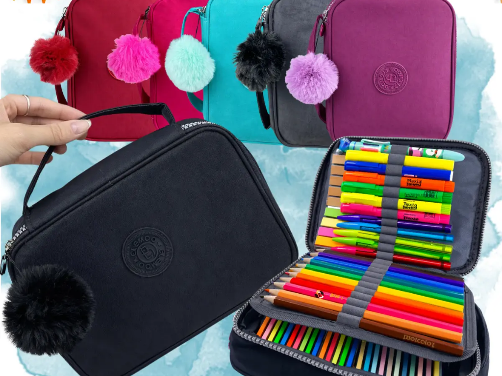 SAIT Kit Estojo Escolar + 12 Lápis Volta Aulas Material Escolares