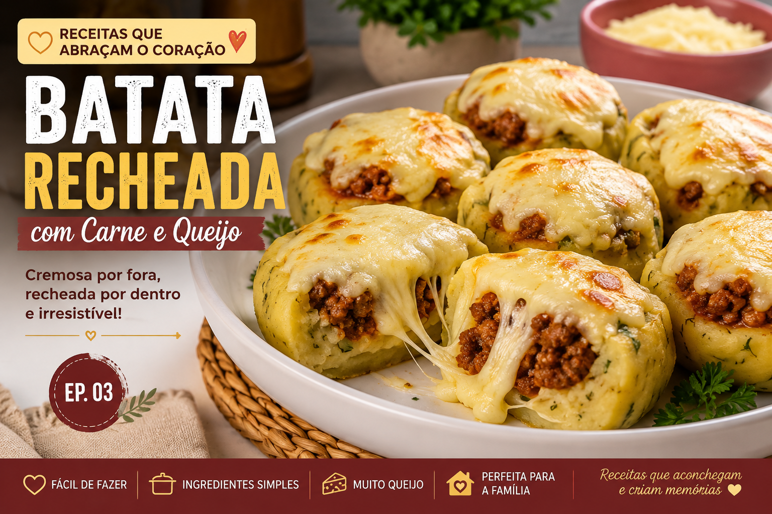 Batata Recheada com Carne e Queijo | Receita Fácil e Deliciosa