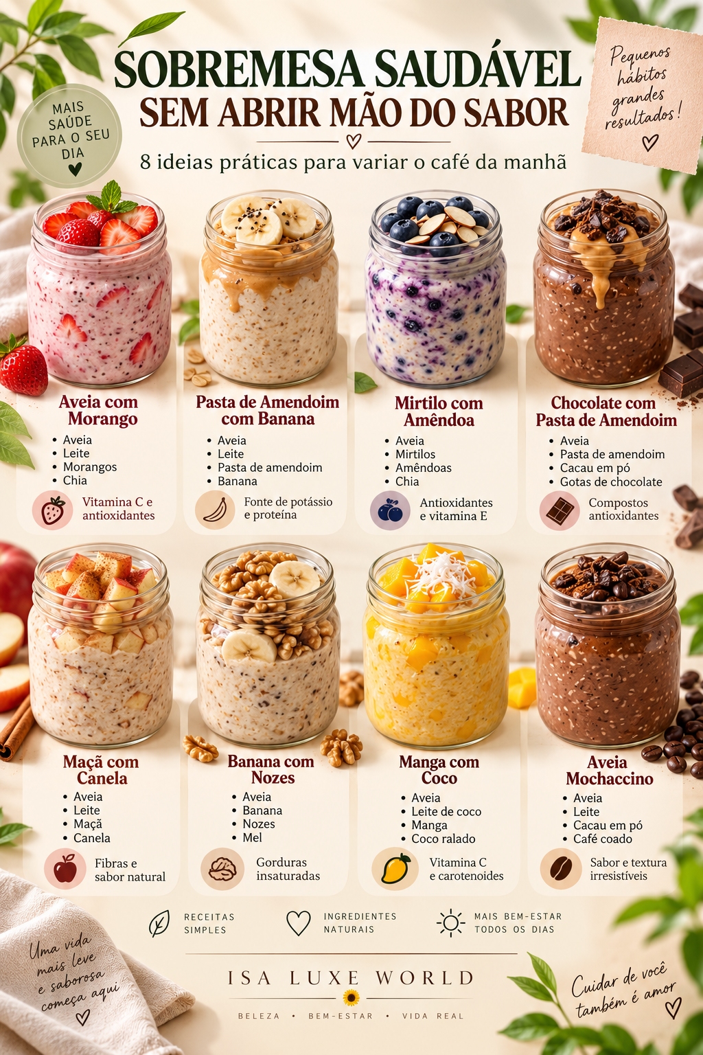 8 Ideias de Sobremesas Saudáveis com Aveia Café da Manhã Fácil e Delicioso 🌿🥣