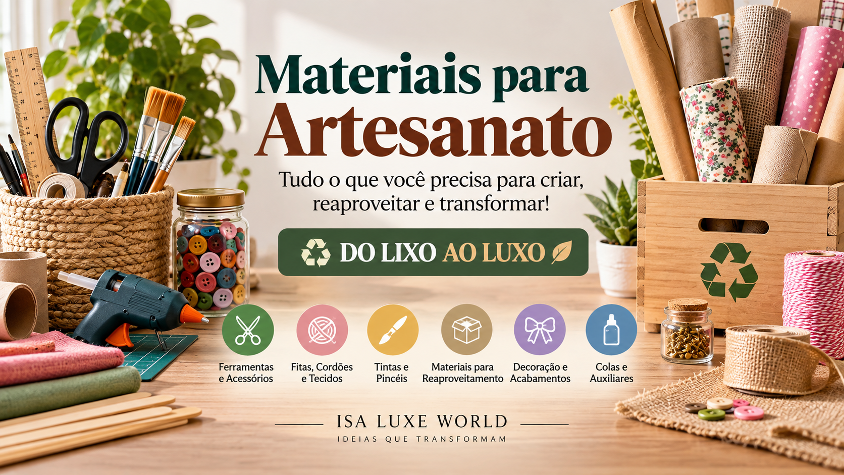 ChatGPT Imagem ♻️ MATERIAIS PARA ARTESANATO DO LIXO AO LUXO