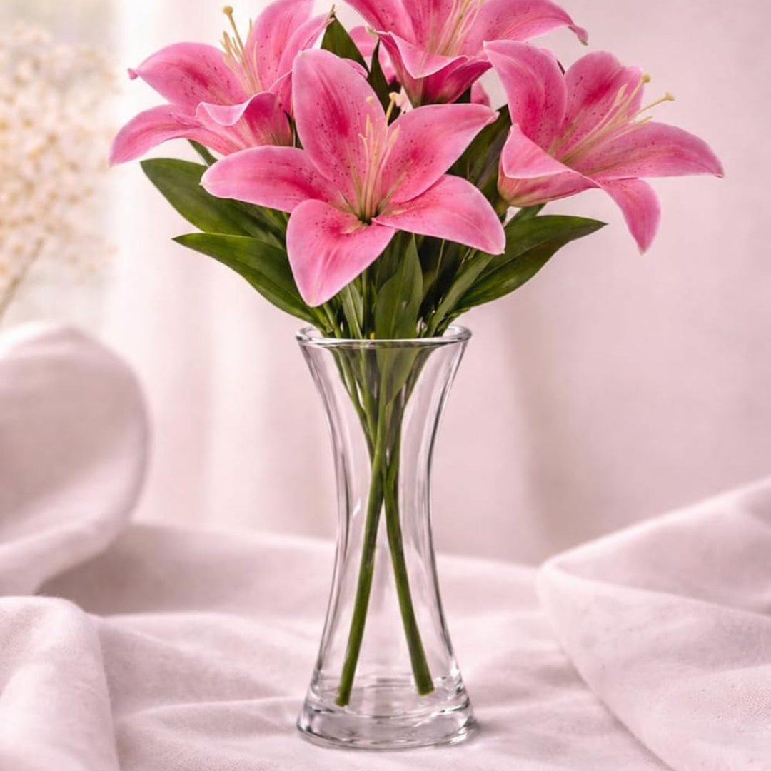 👀✨Sait - Kit 3 Buquês de Lírio Artificial com 5 Flores para Decoração (Rosa CZY842)