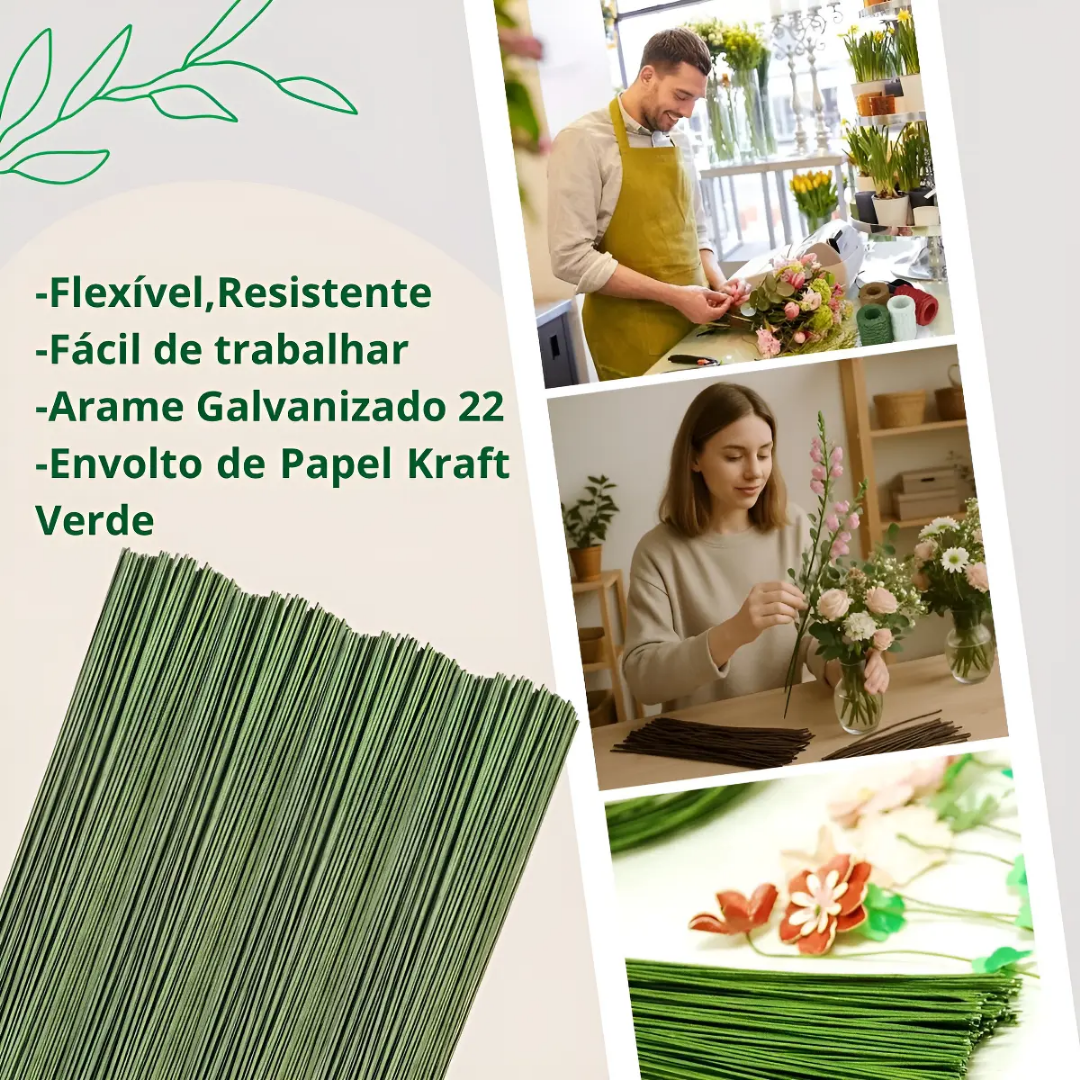👀✨Sait - Kit 50 Arame Floral Encapado N.22 38cm - Flores Artesanatos