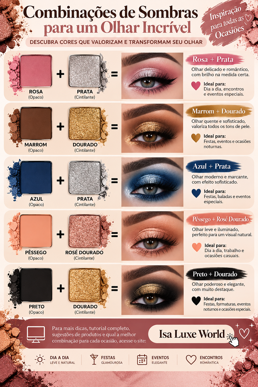 ✨ COMBINAÇÕES DE SOMBRAS PARA UM OLHAR INCRÍVEL