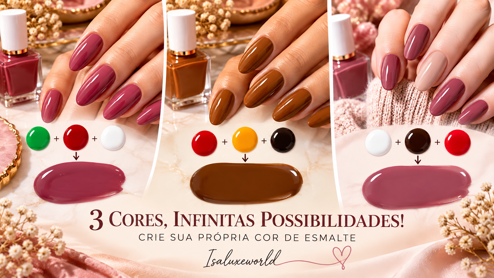 Unhas em tom rosa queimado criado como inspiração para misturar cores de esmalte e personalizar a esmaltação.